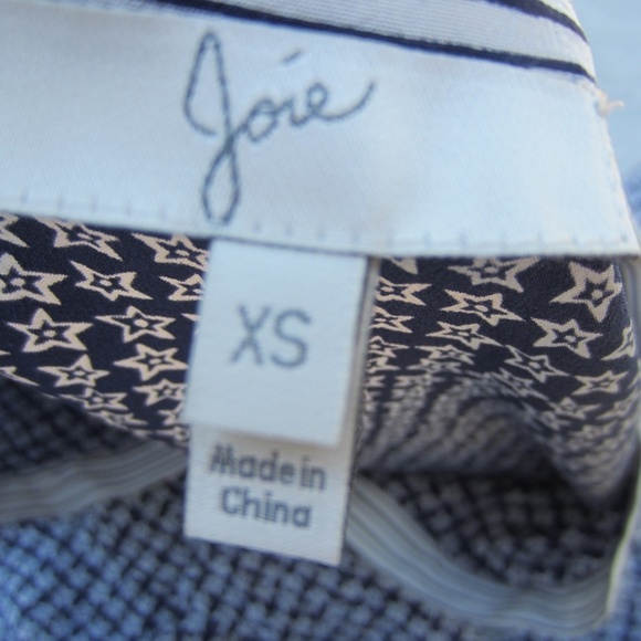 Joie Blouse Women's XS 100% Silk V-Neck Navy Star Carven Tunic Pullover - Picture 6 of 14